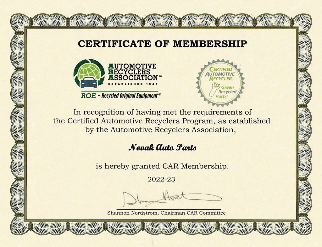 Auto Recycling’s Elite Certifications!