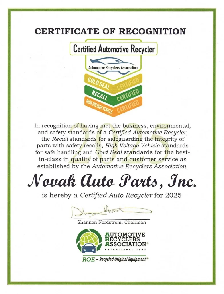 2025 Certificate of Recognition